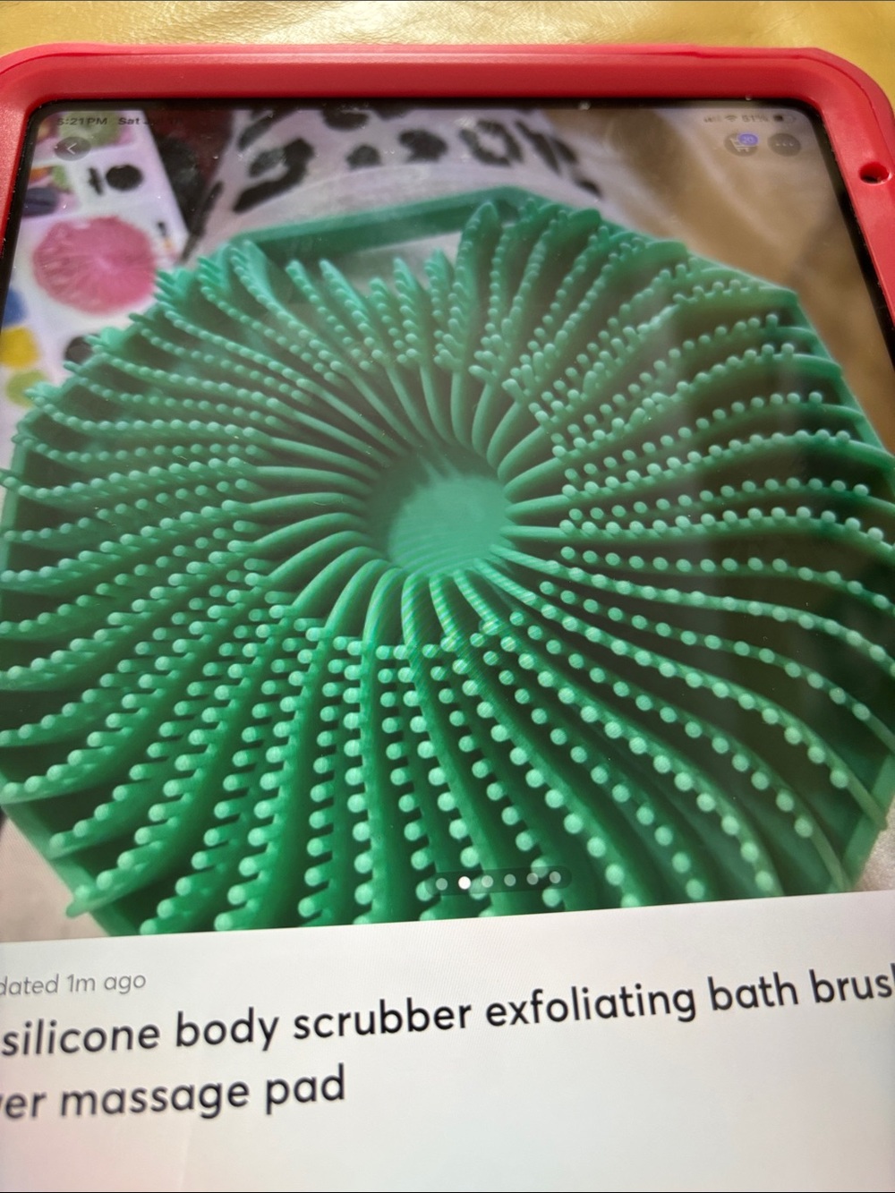 Source Unknown Green Silicone Body Scrubber Exfoliating Massage Pad